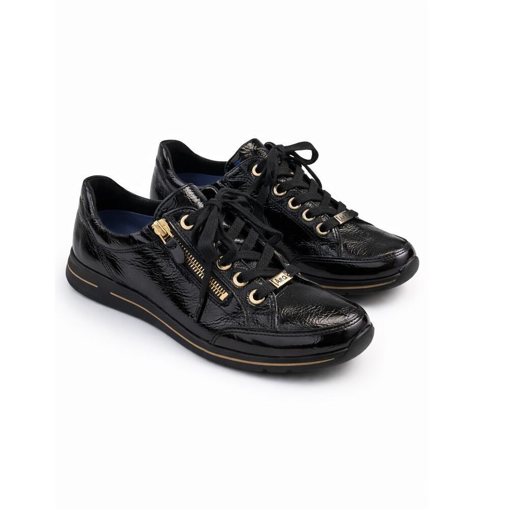 Ara Oleanna 24801 Patent Leather Sneakers Zip Comfort Shoes UK 4 EU 37 US 6.5